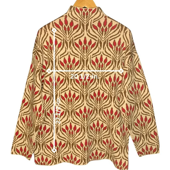 By Design Mock Neck Sweater Geo Floral Ivory NWT - Picture 3 of 3